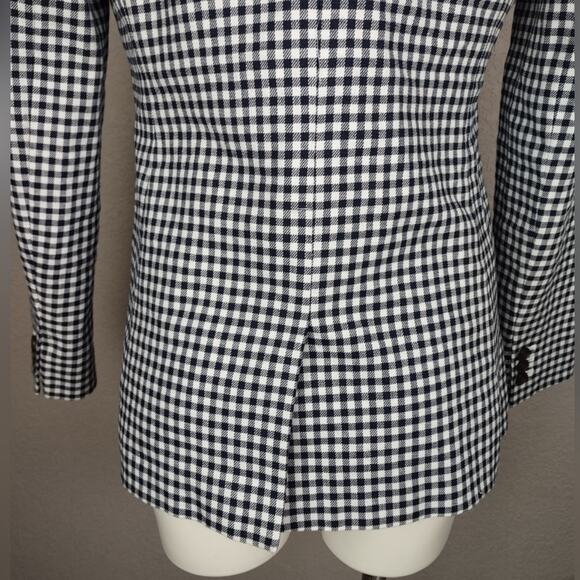 J Crew Parke Gingham Stretch Linen Blend Blazer Classic Blue Size 4 - Picture 14 of 16